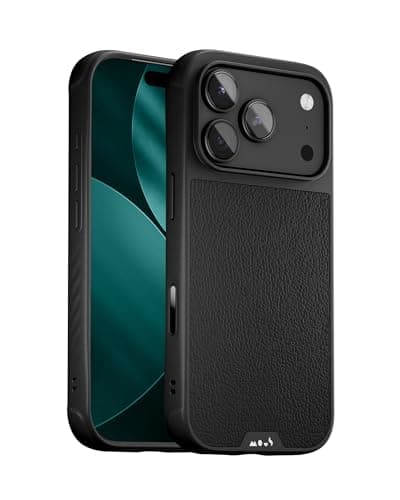 Coque Magnétique Mous pour iPhone 17 Pro - Protection Caméra, Qi2 MagSafe, Noir Véritable Cuir - Antichoc et Anti-Rayure