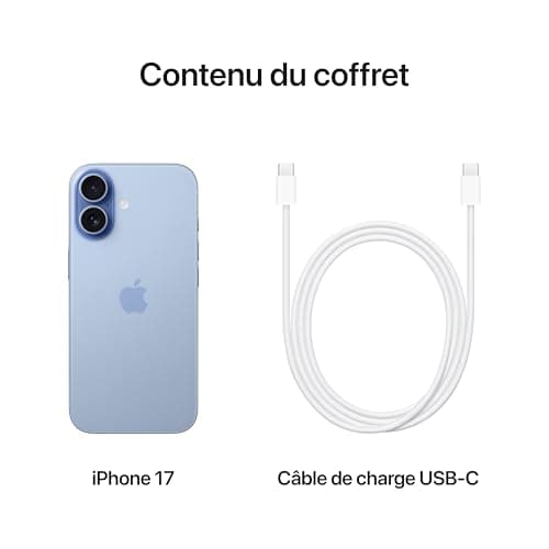 Apple iPhone 17 256 Go : Écran 6,3 Pouces, Meilleure Résistance aux Rayures, Autonomie d’une Journée ; Aube Étiquetage É