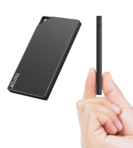 TNTOR Batterie Externe 10000mAh Gris Clair - Ultra-Mince et Grande Capacité pour iPhone, Samsung et Huawei - Rapidement