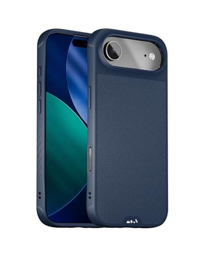 Coque Magnétique Mous pour iPhone 17 Pro - Protection Caméra, Qi2 MagSafe, Noir Véritable Cuir - Antichoc et Anti-Rayure — Bleu