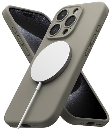 Ringke Coque Magnétique Silicone iPhone 17 Black Populaire Mince Étui Protection Magnétique Silicone Fine — Gray