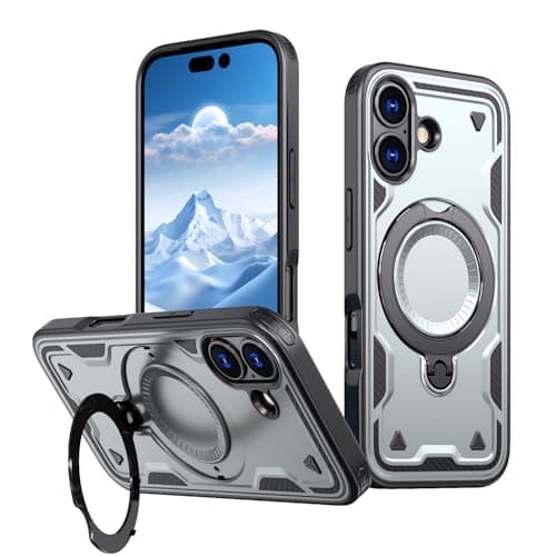 PanXCase Coque Étui Armor Métallique Anneau Magnétique pour iPhone 17 - Protection Anti-Choc Grade Militaire Armée (Blac — Grey