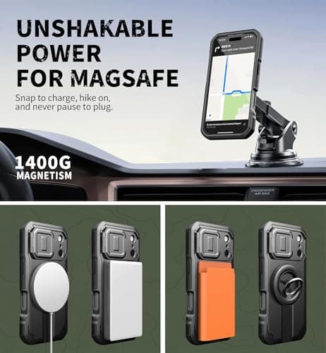 Dexnor Coque Magnétique iPhone 17 Pro Noir - Protection Caméra & Kickstand Pliable & Écran Intégré