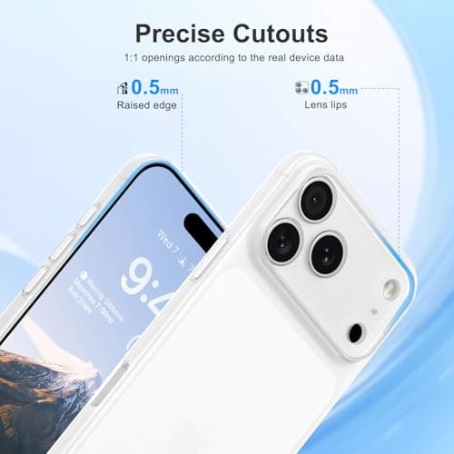 Coque memumi Résistante aux Chocs pour iPhone 17 Pro - Trans-Blanc Ultra Mince 0.3 mm Mat Định hình Phoque Tunisien Anti