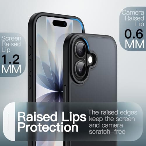 JETech Coque Mate iPhone 17, Protection Antichoc Militaire, Étui Arrière Translucide Minimaliste Givrée (Noir)  
JETech