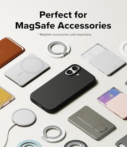 Ringke Coque Magnétique Silicone iPhone 17 Black Populaire Mince Étui Protection Magnétique Silicone Fine