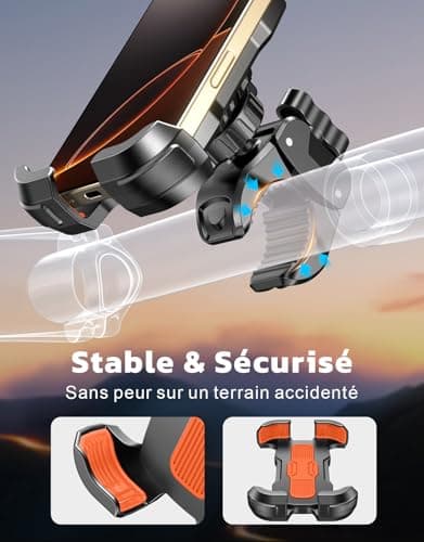Rolgno Support Telephone Velo Libération Rapide & Rotation 360° Porte Téléphone Moto Verrouillage Sûr pour Smartphones |