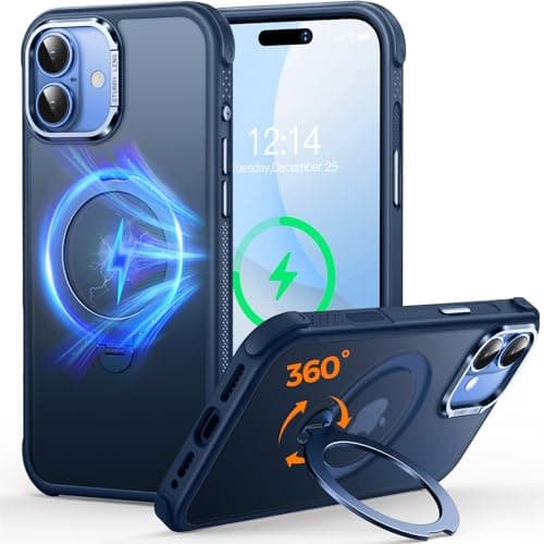 Coque O3 Mag-Stand pour iPhone 17 Pro Max Noir Mat [Béquille 360° Compatible MagSafe Toucher Peau Exceptionnel] 6,9" Mat — Bleu