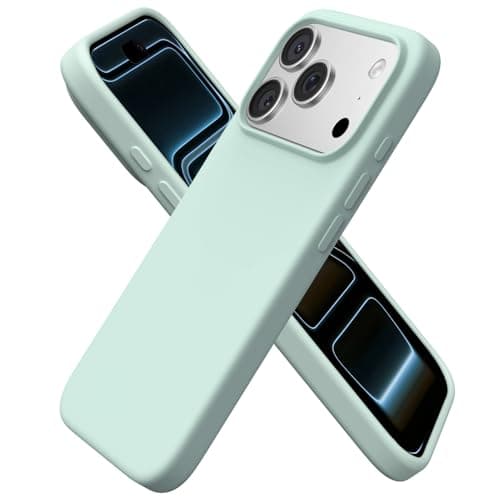ORNARTO Coque en Silicone Liquide iPhone 17 Pro (6,3") - Protection Antichoc, Intérieur Doux en Microfibre, Bleu Marine — Turquoise