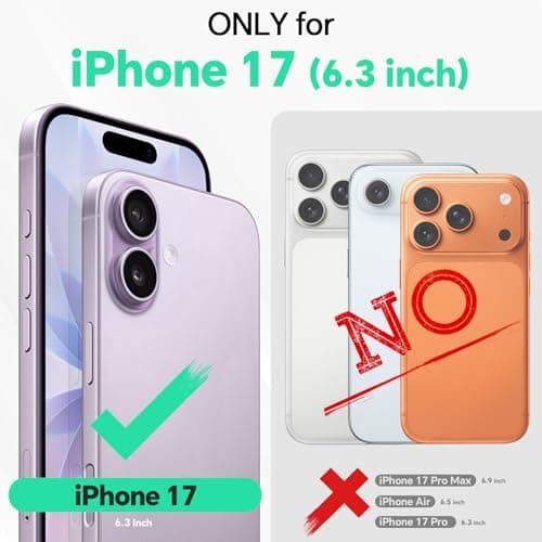 TUCCH Coque pour iPhone 17 5G 2025 Noir | Blocage RFID, Portefeuille à Clapet, Protection Antichoc TPU, Support 3 Fentes