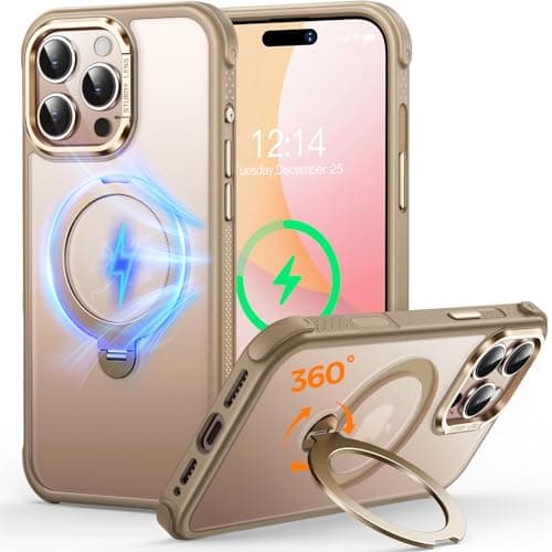 Coque O3 Mag-Stand pour iPhone 17 Pro Max Noir Mat [Béquille 360° Compatible MagSafe Toucher Peau Exceptionnel] 6,9" Mat — Or