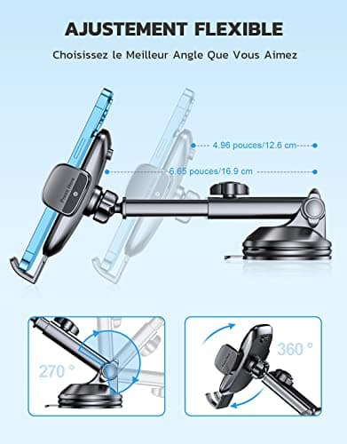CIRYCASE Support Téléphone Voiture | Ventouse Ultra Puissante / Rotation 360° à Una Main / Pour Smartphone 4-7"