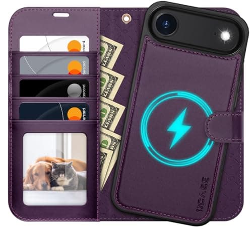 OCASE Coque iPhone 17 Pro 2-en-1 RFID Blocage Anti-Choc PU Cuir Portefeuille, Étui Étanche pour iPhone 17 Pro (6,3'', 20 — Violet Foncé