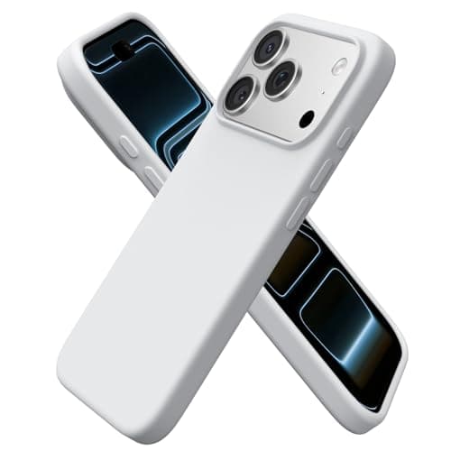 ORNARTO Coque en Silicone Liquide iPhone 17 Pro (6,3") - Protection Antichoc, Intérieur Doux en Microfibre, Bleu Marine — Gris Clair