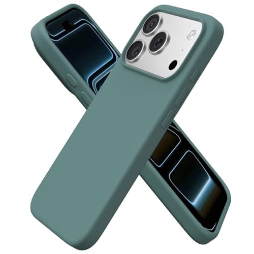 ORNARTO Coque en Silicone Liquide iPhone 17 Pro (6,3") - Protection Antichoc, Intérieur Doux en Microfibre, Bleu Marine — Vert Sapin