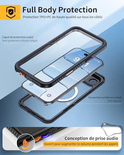 Lanhiem Coque IP68 Waterproof pour iPhone 17 Air Incassable Noir - Chantier Antipoussière  
Lanhiem Coque Mag-Safe Lanhi
