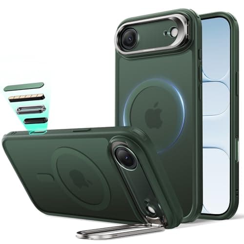 ESR Coque Transparente pour iPhone 17, Protection Commande de la Caméra et Compatible MagSafe, Idéale pour Hommes et Fem — B-Vert Givré(with Button)