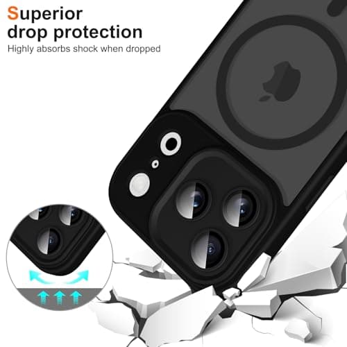 Woijrly Coque Magnétique pour iPhone 17 Pro Max, Noire avec Cordon et MagSafe Protection Arrière Mat