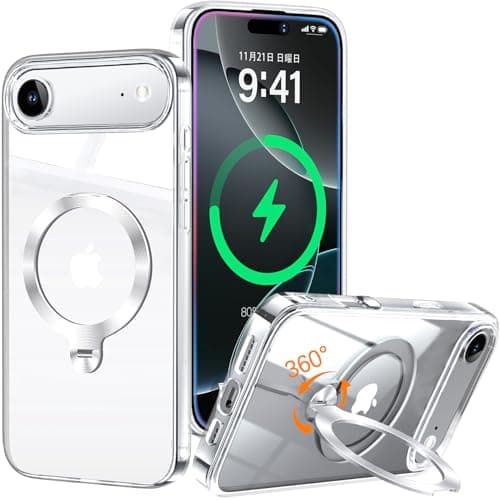 HaloArt 360° Rolatif Support Magnétique Coque pour iPhone 17 Pro Max | Puissance Magnétique Maximale & Protection Milita — Transparent