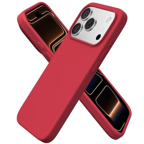 ORNARTO Coque en Silicone Liquide iPhone 17 Pro (6,3") - Protection Antichoc, Intérieur Doux en Microfibre, Bleu Marine — Rouge