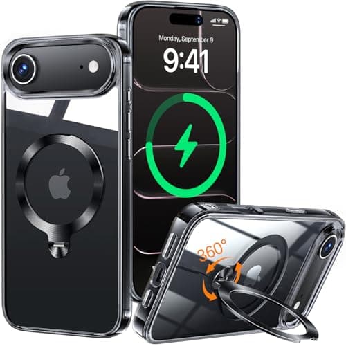HaloArt 360° Rolatif Support Magnétique Coque pour iPhone 17 Pro Max | Puissance Magnétique Maximale & Protection Milita — Noir