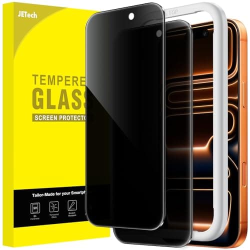 JETech Protection D'écran Anti-Espion pour iPhone 17 Pro Max - Anti-Espion, Verre Trempé facile à installer, Lot de 2