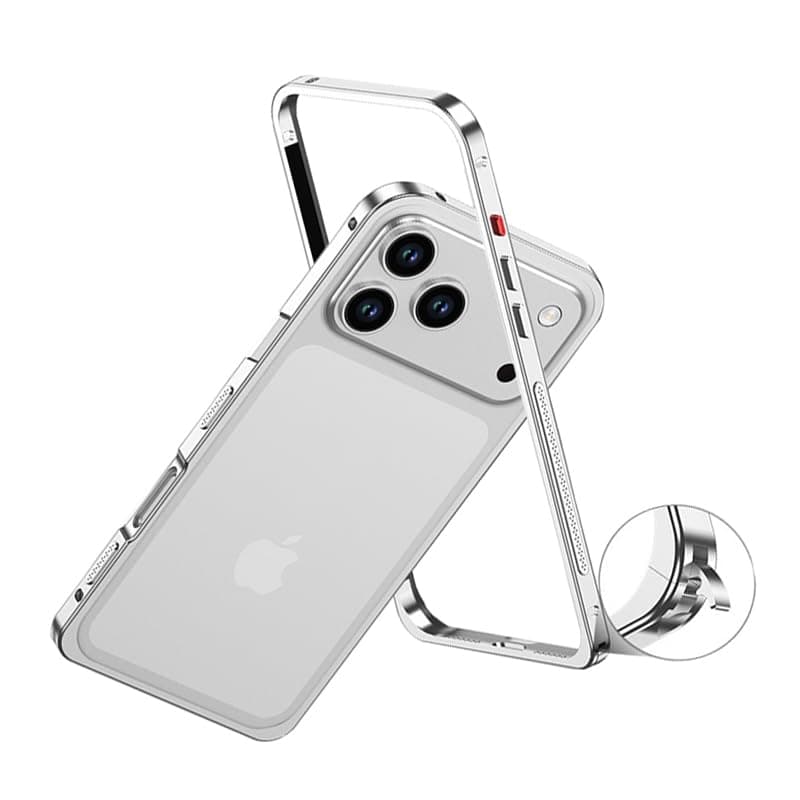Teroxa Coque de protection antichoc pour iPhone 17 Pro Max, cadre en alliage d'aluminium aéronautique résistant aux choc — Argenté