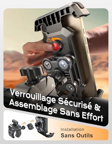 CIRYCASE Support Téléphone Moto Antivibrations + Stabilité Ultra + 360° Pivotement & Verrouillage Rapide | Pour Moto/VTT