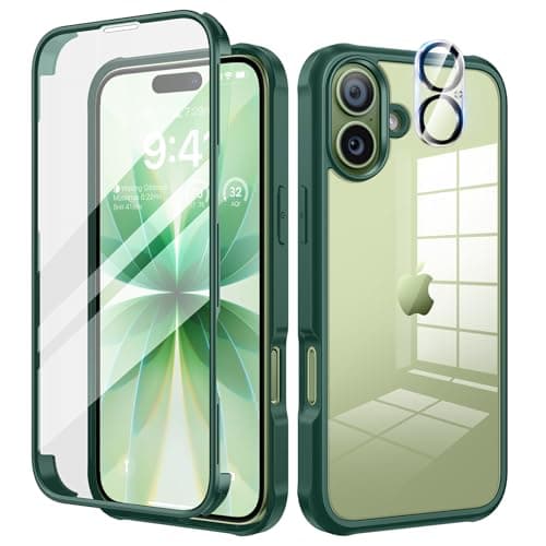Coque Seacosmo pour iPhone 17 6,3 Pouces - Antichoc Verre Trempé Caméra Protecteur 9H Noir — Vert