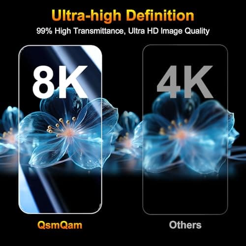 Verre trempé QsmQam 3 Pièces pour iPhone 17 Pro 6.3", Protection militaire écran 9H+, Caméra arrière protégée, Outils d'