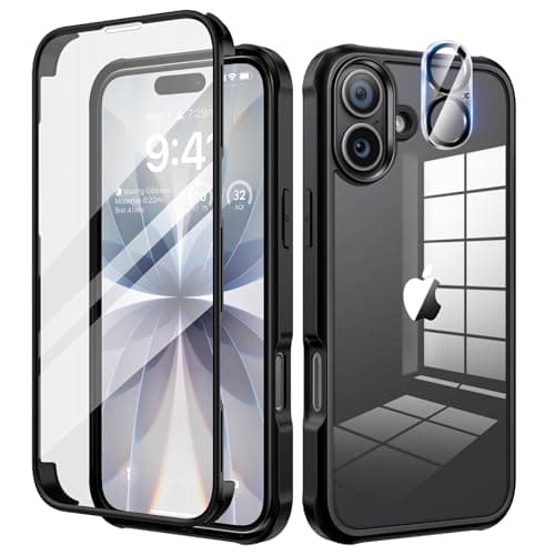 Coque Seacosmo pour iPhone 17 6,3 Pouces - Antichoc Verre Trempé Caméra Protecteur 9H Noir