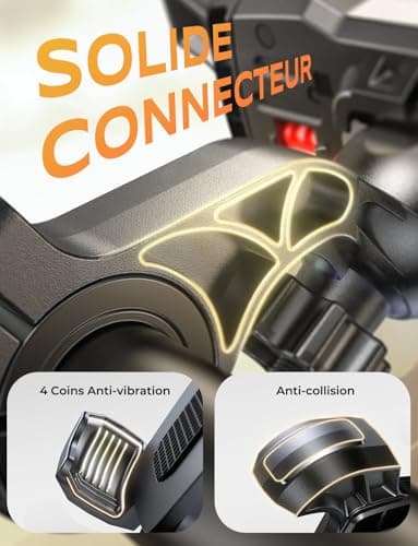 Support Téléphonique Vélo Moto Serré Blindé, 1S Verrouillage Rapide 360° Rotation, Universel pour VTT/Trotinette Elec.,