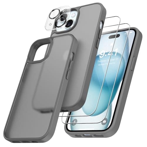 FLLAO Coque 4 en 1 pour iPhone 17 Pro | Verre Trempé x2 & Coussin d'Air IntÉgrÉ | Protection Antichoc & Antirayures | Ho — Gris