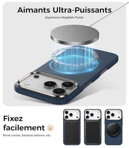BENKS ArmorTint Coque en Dupont Kevlar 1000D pour iPhone 17 Pro Max - Bleu Étoilé, Compatible Magsafe, Housse Magnétique