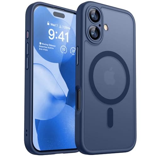 COQUE MAGNETIQUE CANSHN POUR IPHONE 17 PROTECTION COMPLÈTE MAGSAFE CAMÉRA BLANC TRANSPARENT RÉCUPÉRÉ GRS RCS Blended GRS — Bleu Foncé