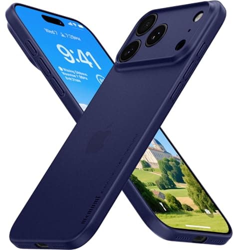 Coque memumi Résistante aux Chocs pour iPhone 17 Pro - Trans-Blanc Ultra Mince 0.3 mm Mat Định hình Phoque Tunisien Anti — Trans-Bleu