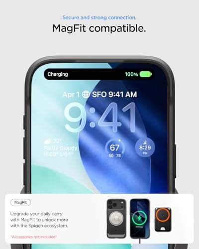 Coque Spigen Rugged Armor MagFit pour iPhone 17 Pro - Robuste et Test de Chute Niveau Militaire - Noir Mat