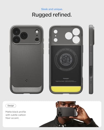 Spigen Coque Rugged Armor MagFit pour iPhone 17 Pro Max - Robuste, Protection Militaire, Gris
