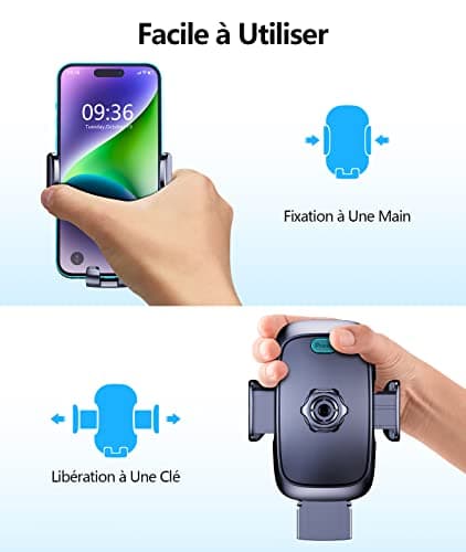 Glangeh Support Telephone Voiture Voiture Compatible iPhone 17 Pro Max, Rotatif 360°, Prix Concis (2025 Clip Amélioré)