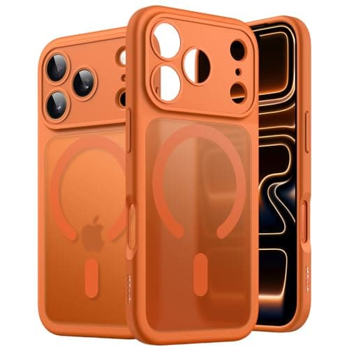 JETech Coque Magnétique Orange iPhone 17 Pro 6,3 Pouces Anti-Chocs Caméra Compatible MagSafe