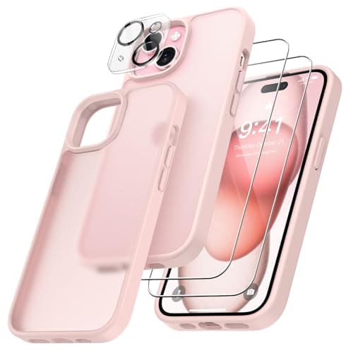 FLLAO Coque 4 en 1 pour iPhone 17 Pro | Verre Trempé x2 & Coussin d'Air IntÉgrÉ | Protection Antichoc & Antirayures | Ho — Rose clair