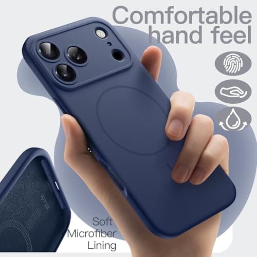 JETech Coque Silicone Magnétique pour iPhone 17 Pro Max - Compatibilité MagSafe, Protection l'Objectif Caméra, Absorbant