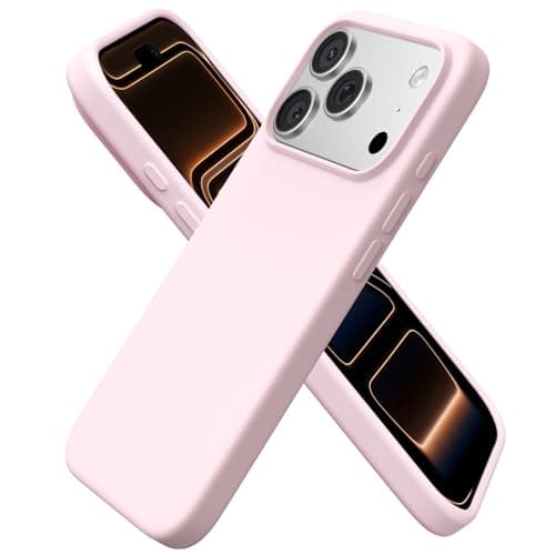 ORNARTO Coque en Silicone Liquide iPhone 17 Pro (6,3") - Protection Antichoc, Intérieur Doux en Microfibre, Bleu Marine — Rose