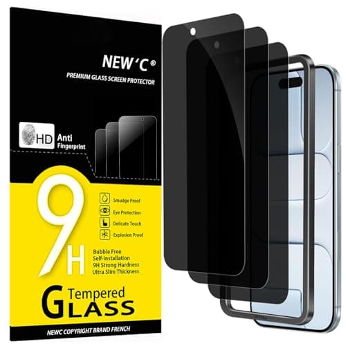 LOT DE 3 VERRE TREMPÉ PROTECTION ÉCRAN NEW'C iPhone 17 17 Pro 16 Pro - HD TRANSPARENT ULTRA RÉSISTANT OUTIL D'INSTALLATI — Noir