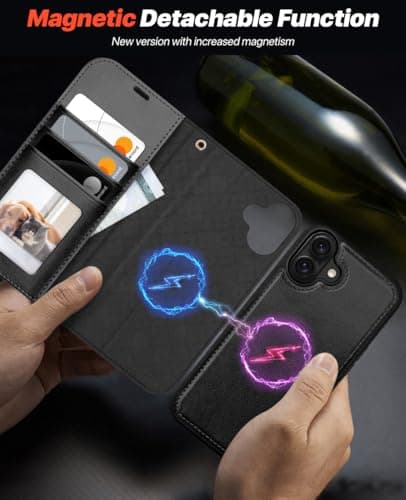 OCASE Coque Magnétique iPhone 17 Noir Portefeuille Rigide Protection Antichoc