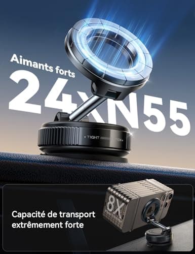 JOYROOM Telephone Voiture Magsafe Ventouse 2025 – Support Magnetique pour Iphone 17 16-12, Robuste et Multifonctionnel,