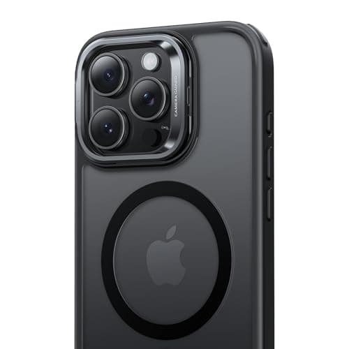 ESR Coque Transparente pour iPhone 17, Protection Commande de la Caméra et Compatible MagSafe, Idéale pour Hommes et Fem — B-Noir Givré(with Button)