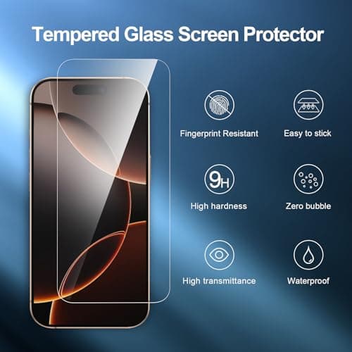 LOT DE 3 VERRE TREMPÉ PROTECTION ÉCRAN NEW'C iPhone 17 17 Pro 16 Pro - HD TRANSPARENT ULTRA RÉSISTANT OUTIL D'INSTALLATI