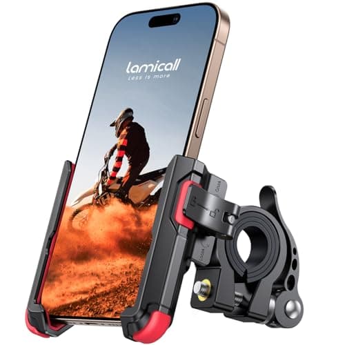 Lamicall Support Téléphone Vélo 360° Rotatif - Compatible iPhone 17/16/15/14/13/12/11 & Huawei, Placement Rapide & Unive — Rouge