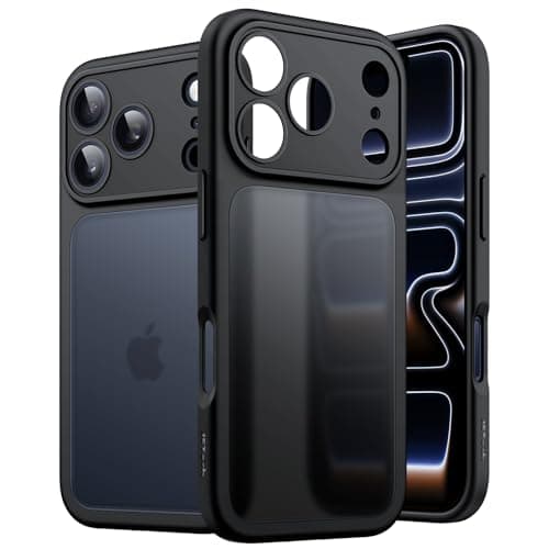 JETech Coque Mat Militaire iPhone 17 Pro, Protection contre les Chutes et Caméra pour 6,3 Pouces (Orange) — Noir